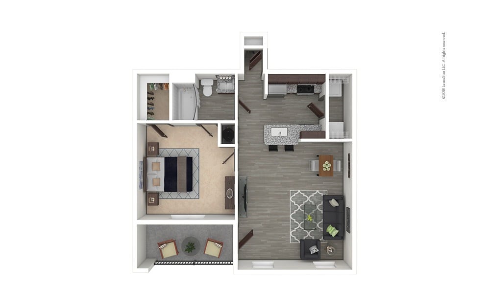 Floorplan diagram for Bluebonnet, showing 1 bedroom