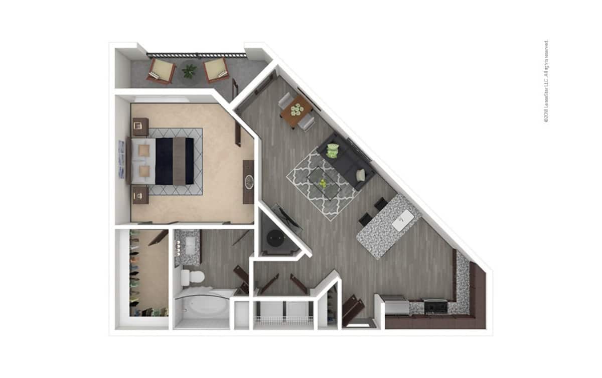 Floorplan diagram for Clear Creek, showing 1 bedroom