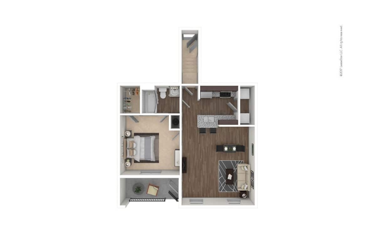 Floorplan diagram for A1A - First Colony, showing 1 bedroom