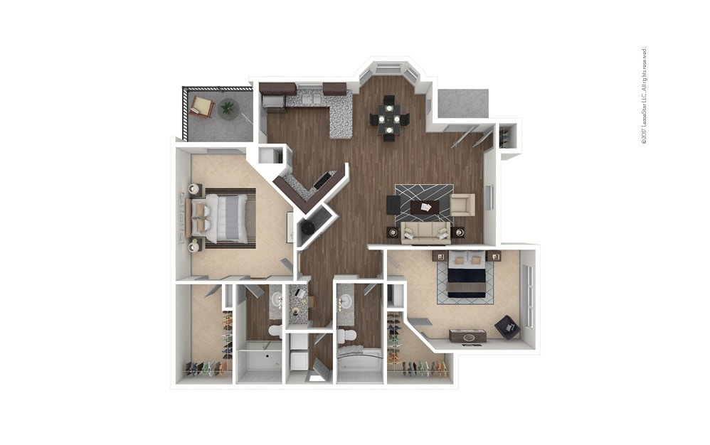 Plano de B3 - River Pointe, que muestra 2 habitación