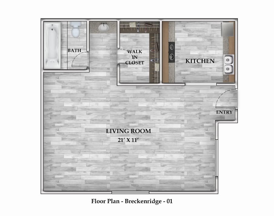 Floorplan diagram for 0x1 368 SF, showing Studio