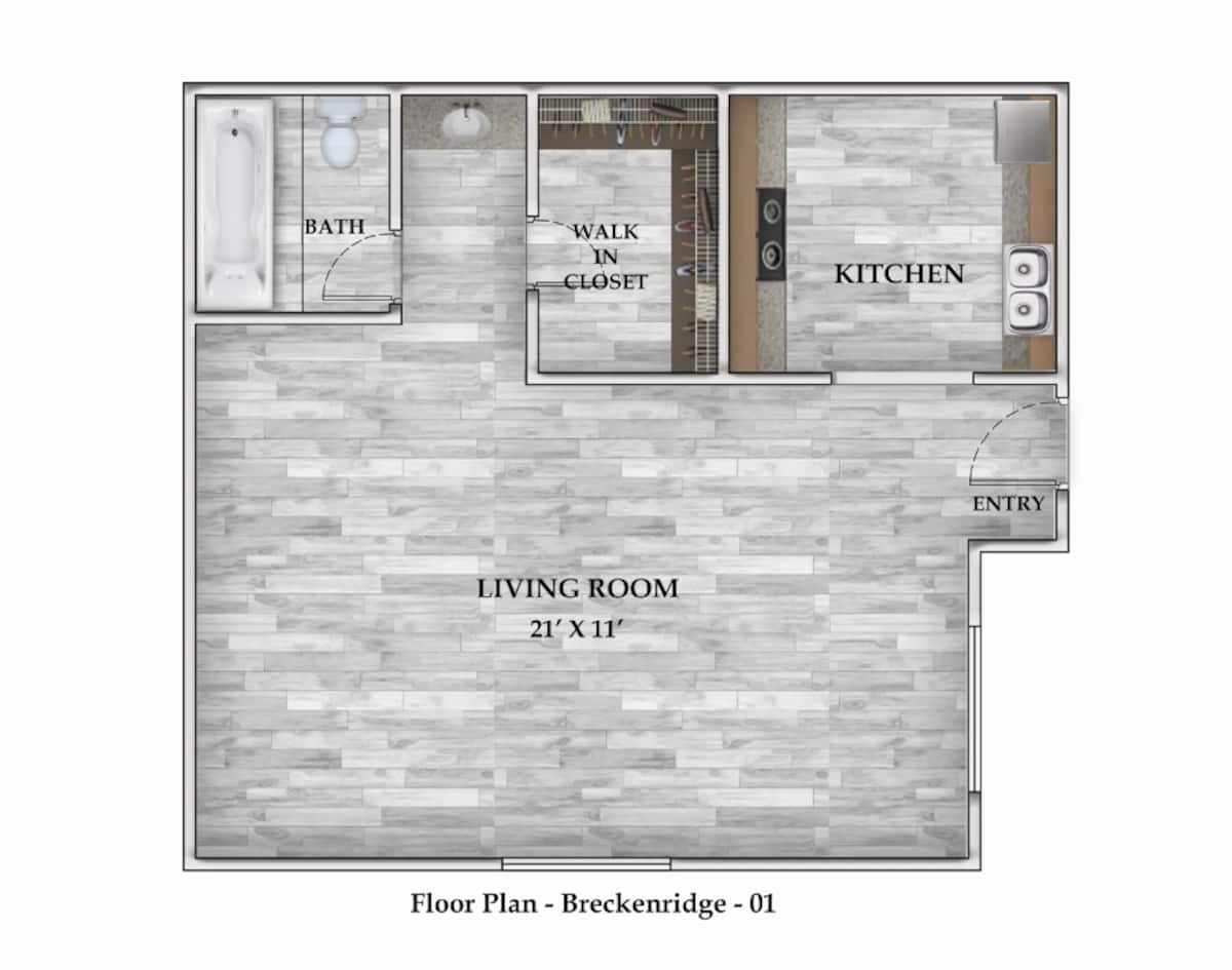 Floorplan diagram for 0x1 368 SF, showing Studio