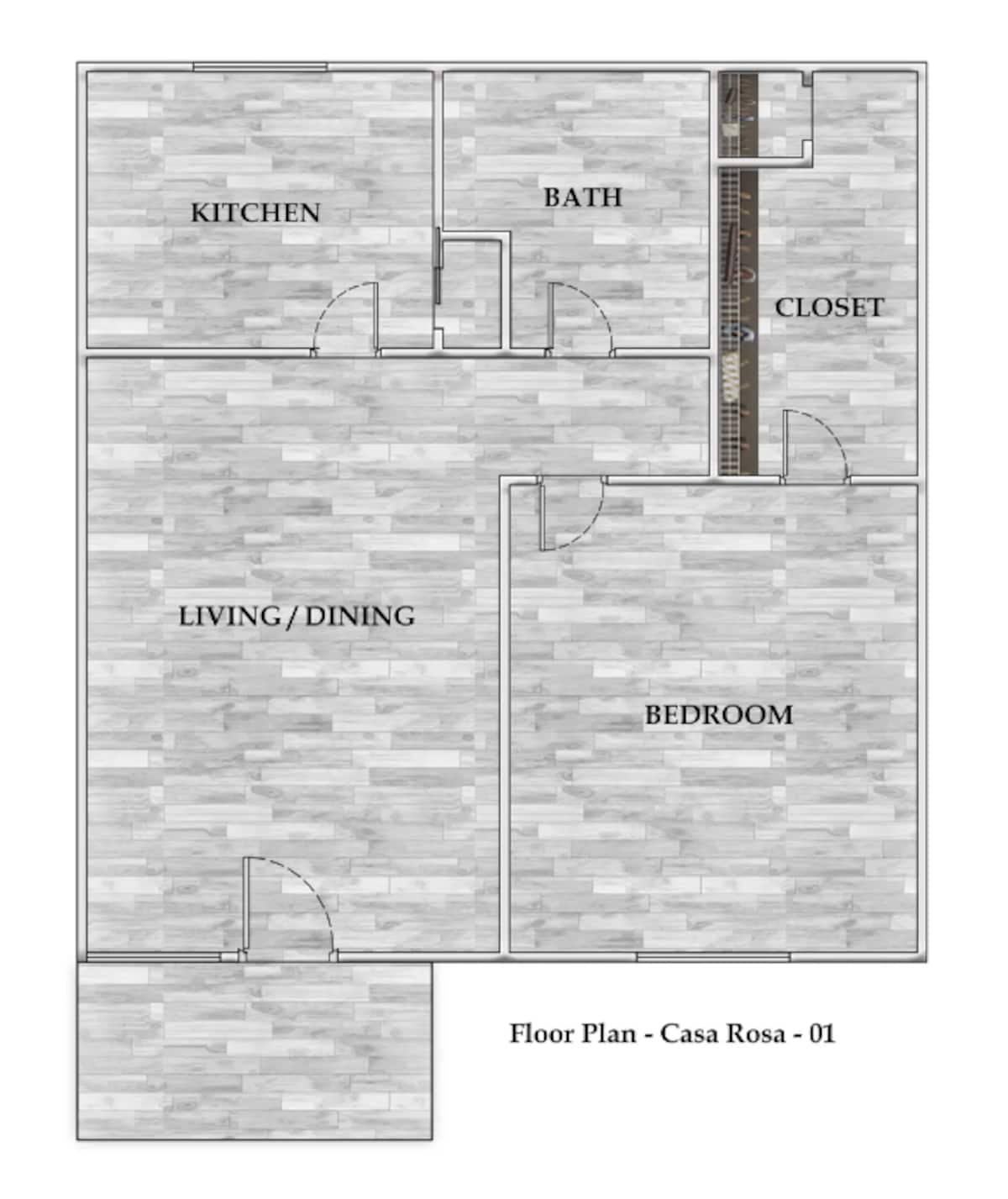 Floorplan diagram for 1X1 715 Sf, showing 1 bedroom