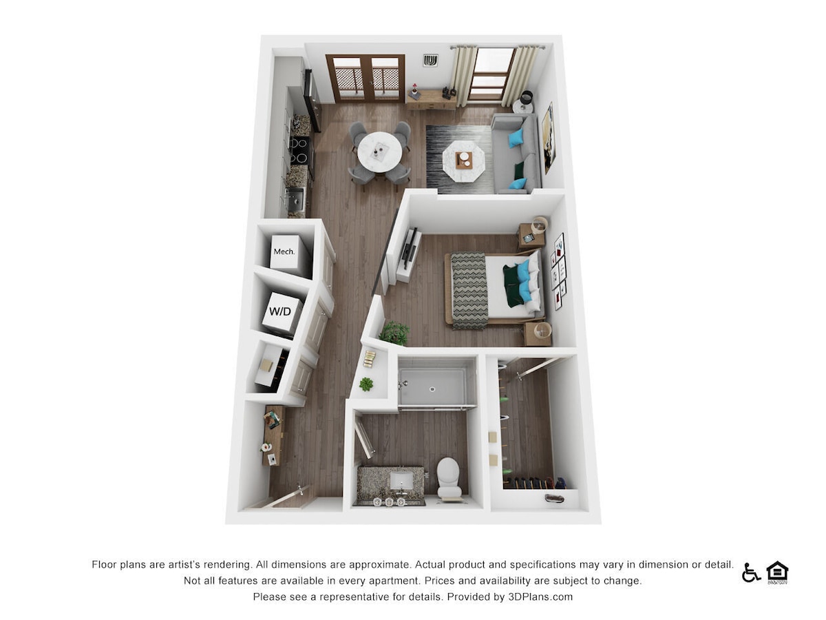 Floorplan diagram for E1A, showing Studio