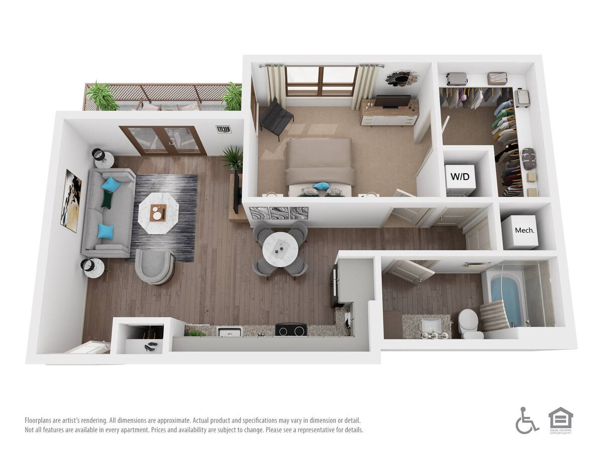 Floorplan diagram for A1B, showing 1 bedroom