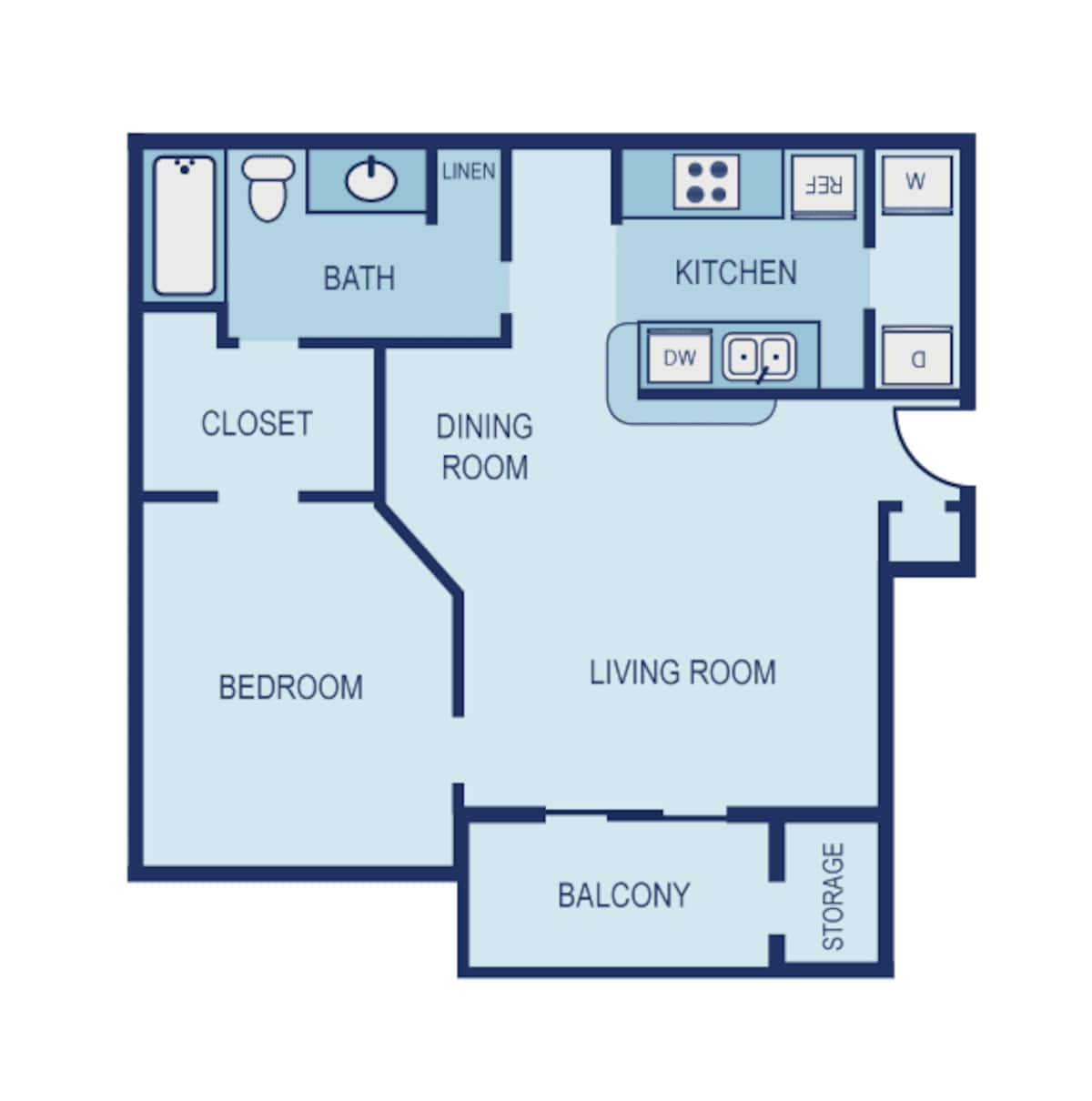 Floorplan diagram for A1, showing 1 bedroom
