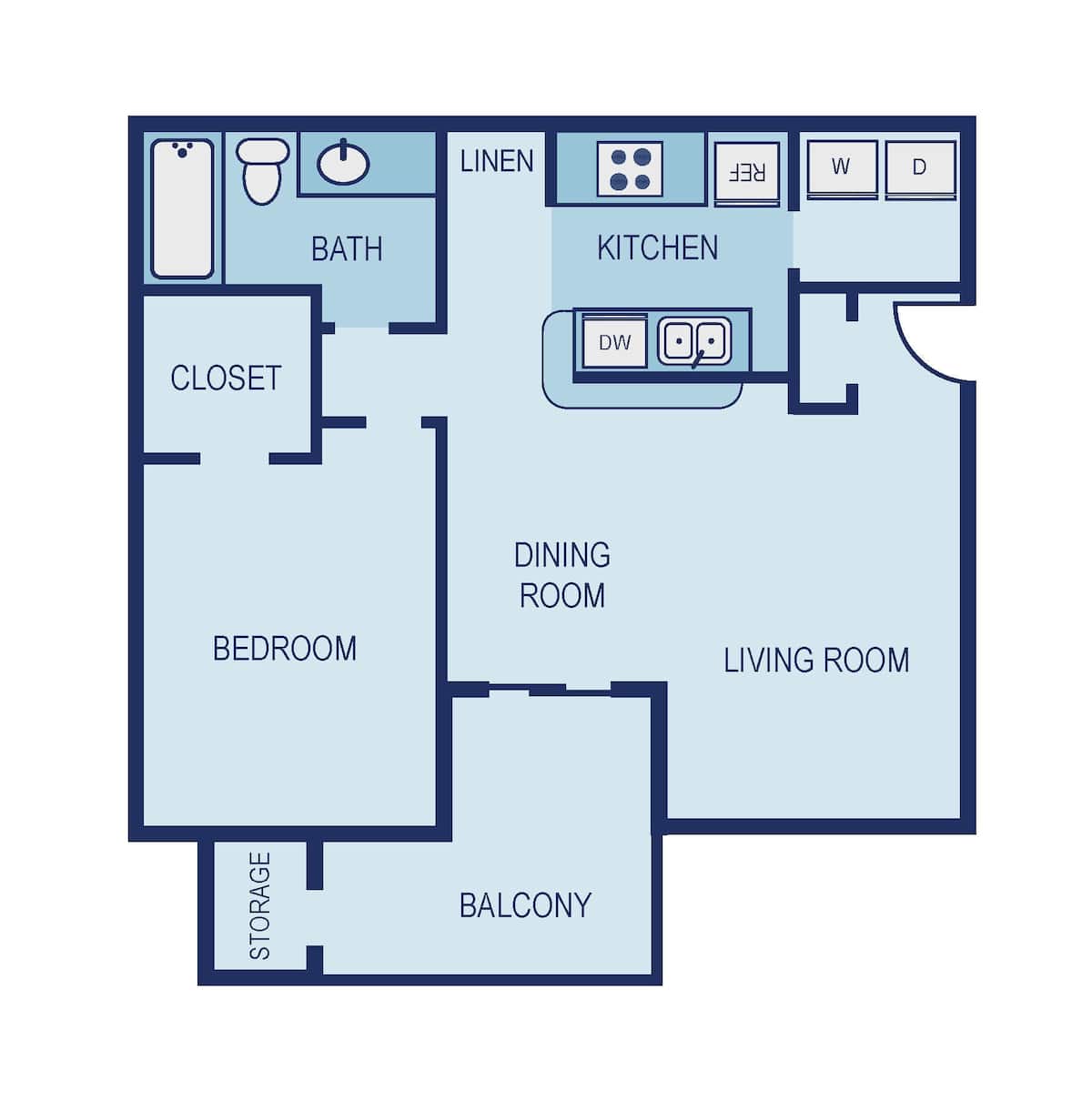 Floorplan diagram for A2, showing 1 bedroom
