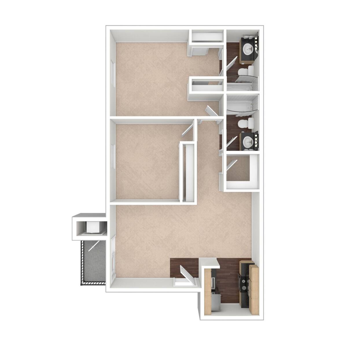 Floorplan diagram for Two Bedroom, showing 2 bedroom