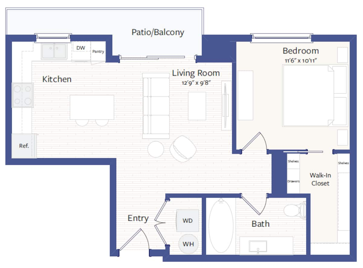 Floorplan diagram for A1, showing 1 bedroom