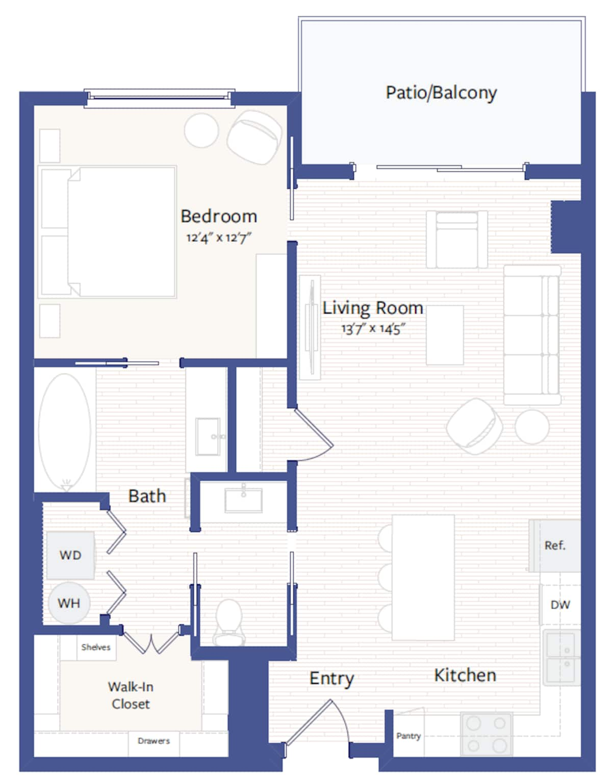 Floorplan diagram for A8, showing 1 bedroom