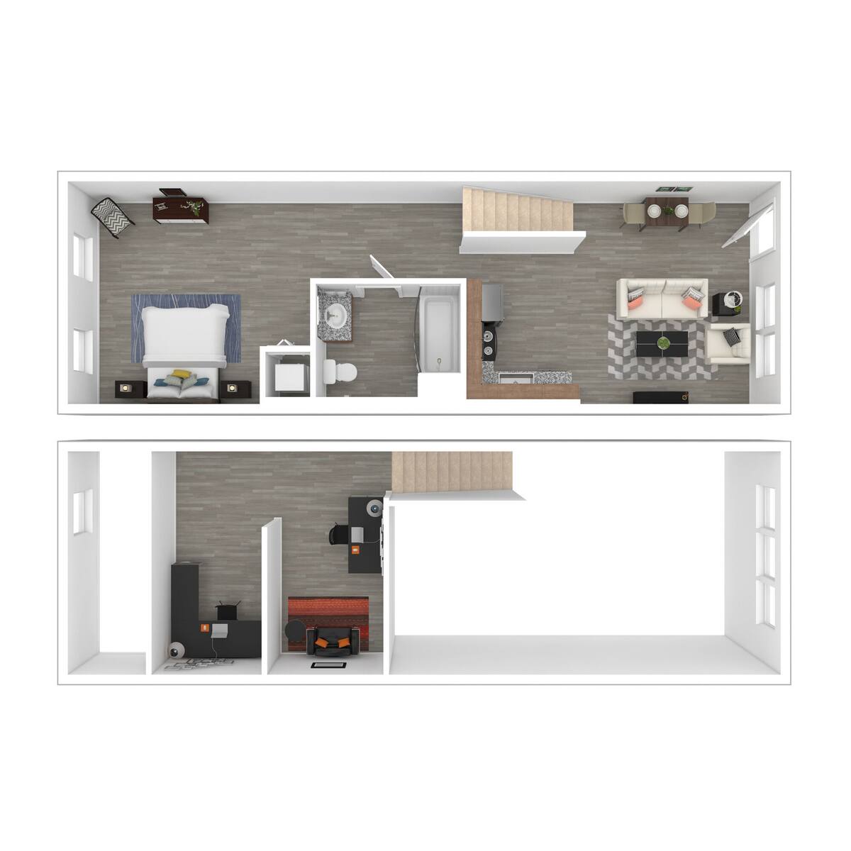 Floorplan diagram for One Bedroom Live-Work Loft, showing 1 bedroom