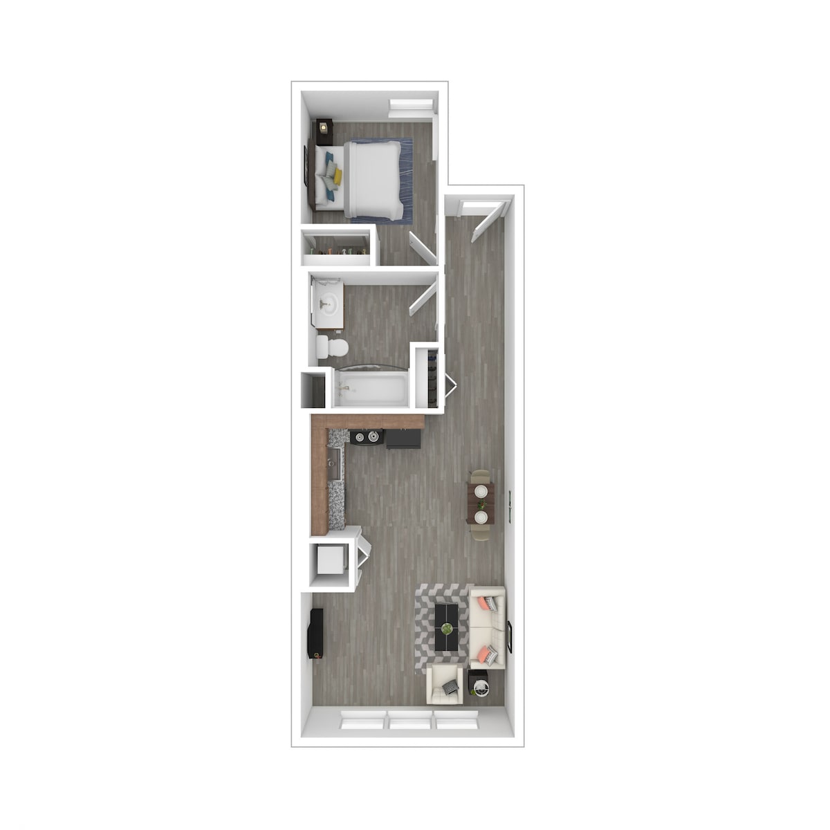 Floorplan diagram for One Bedroom, showing 1 bedroom