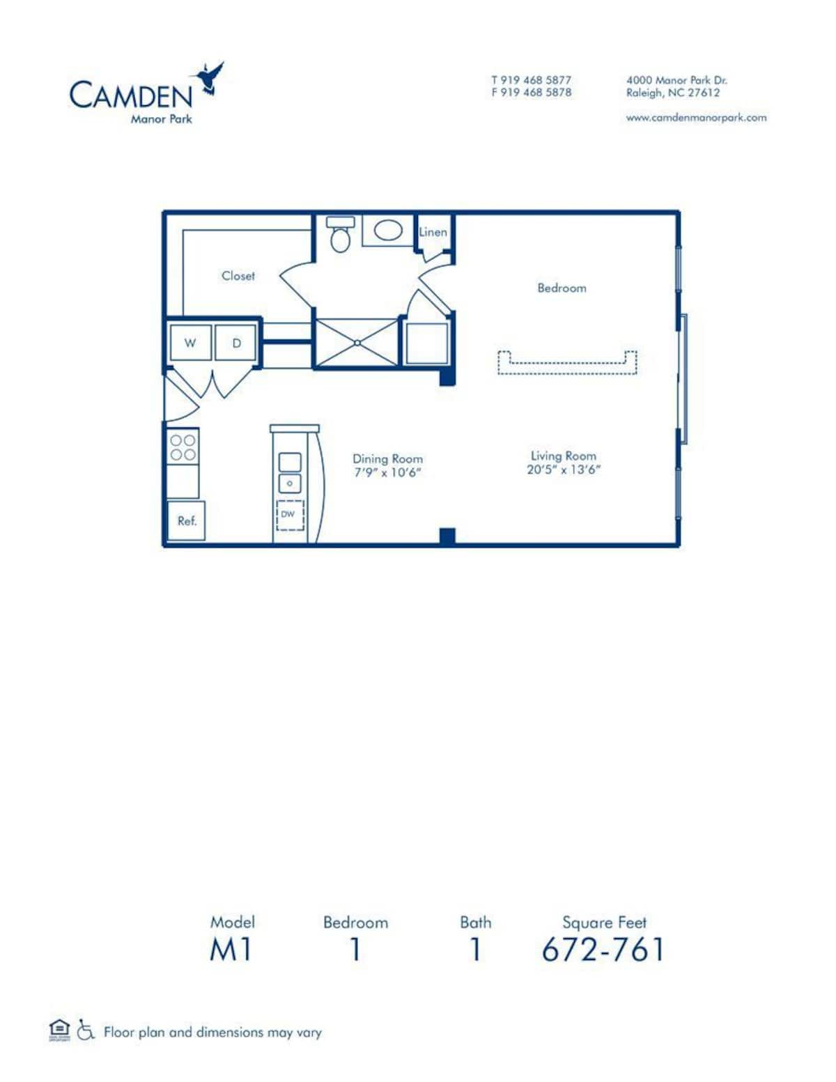 Floorplan diagram for M1, showing Studio
