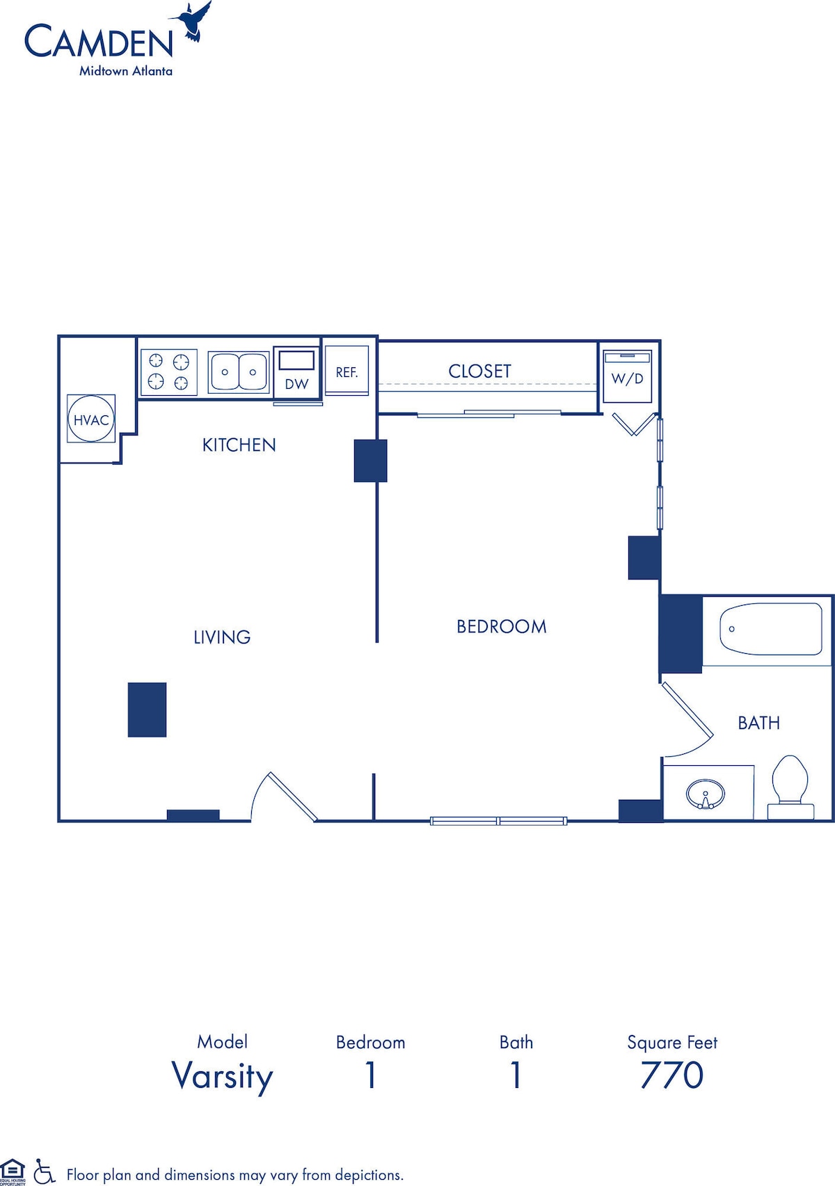 Floorplan diagram for Varsity, showing Studio