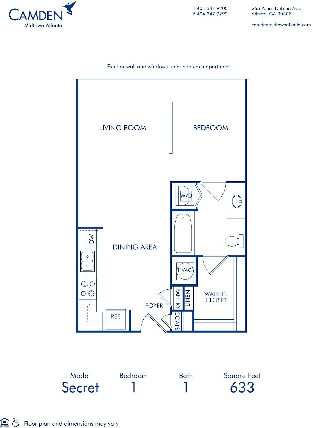 Floorplan diagram for Secret, showing Studio