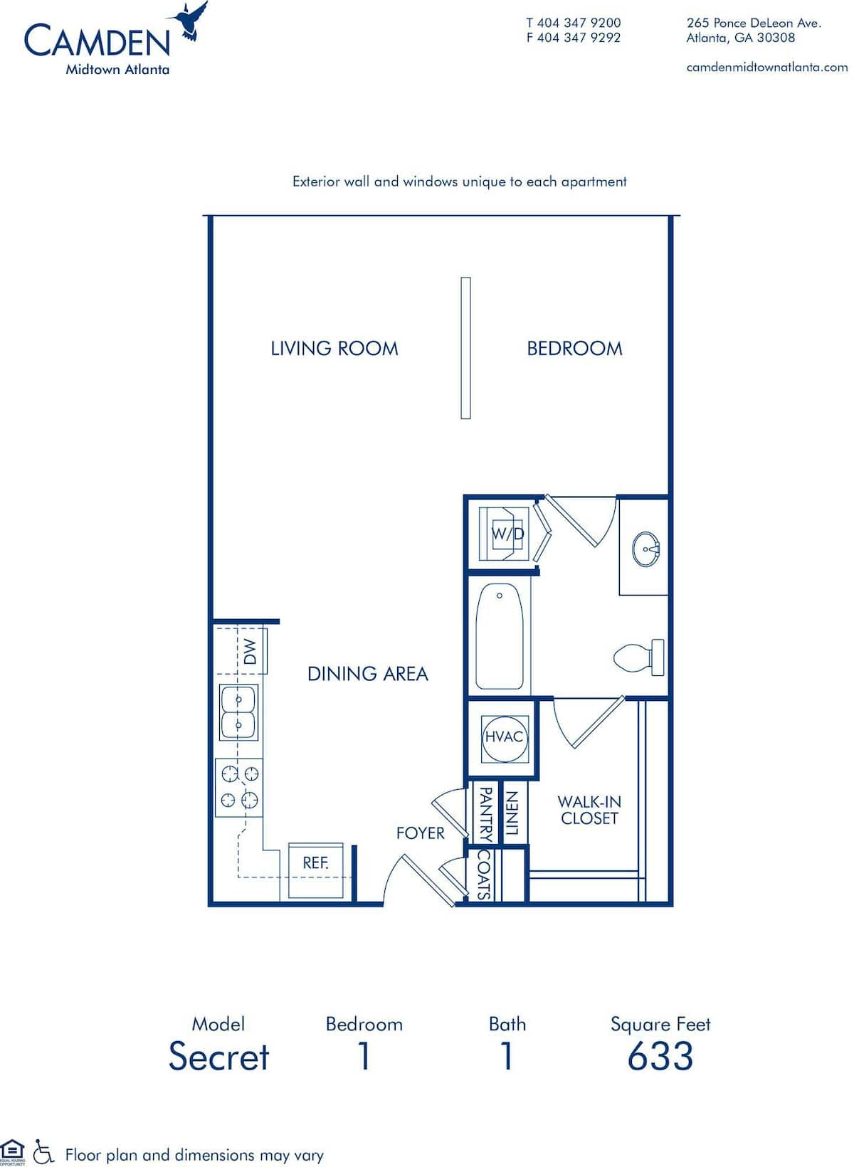 Floorplan diagram for Secret, showing Studio