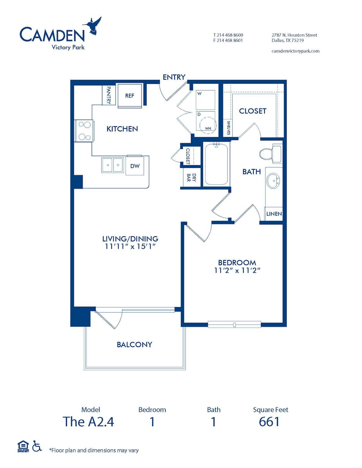 Floorplan diagram for A2.4, showing 1 bedroom