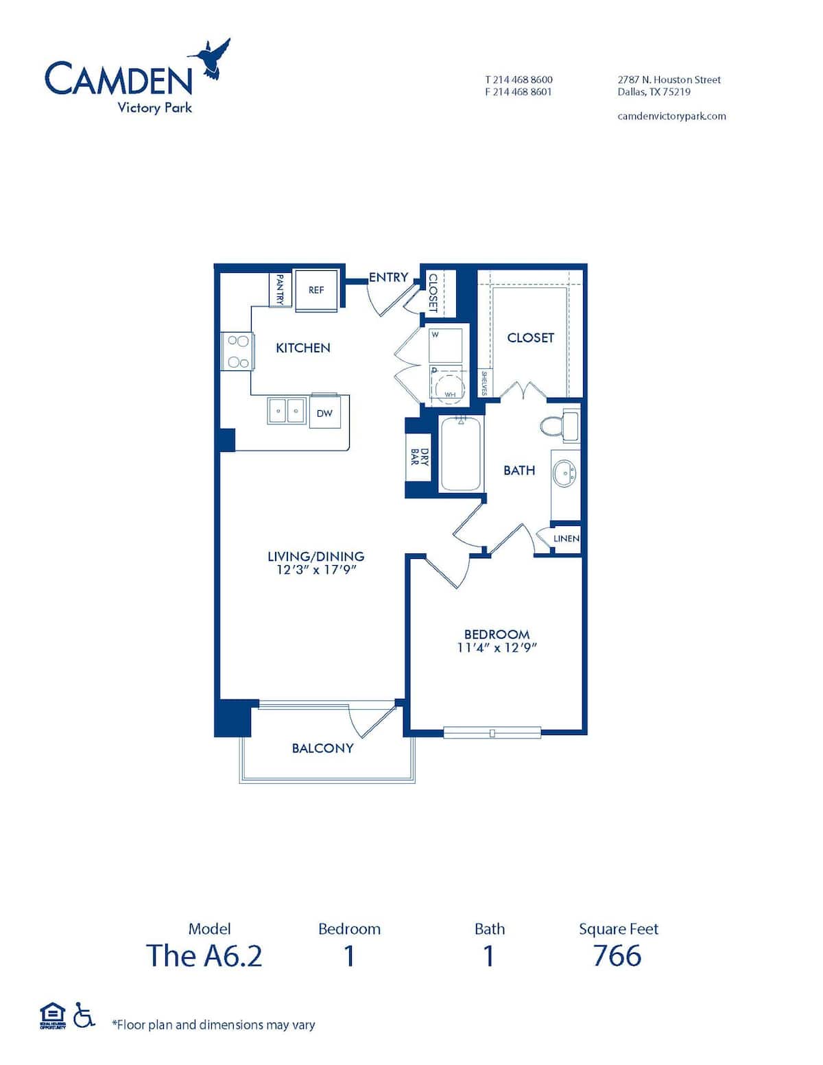 Floorplan diagram for A6.2, showing 1 bedroom