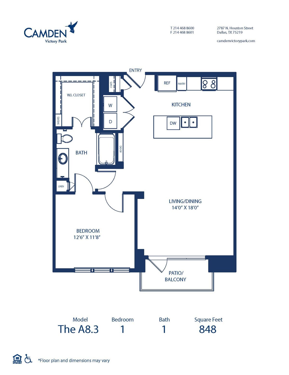 Floorplan diagram for A8.3, showing 1 bedroom