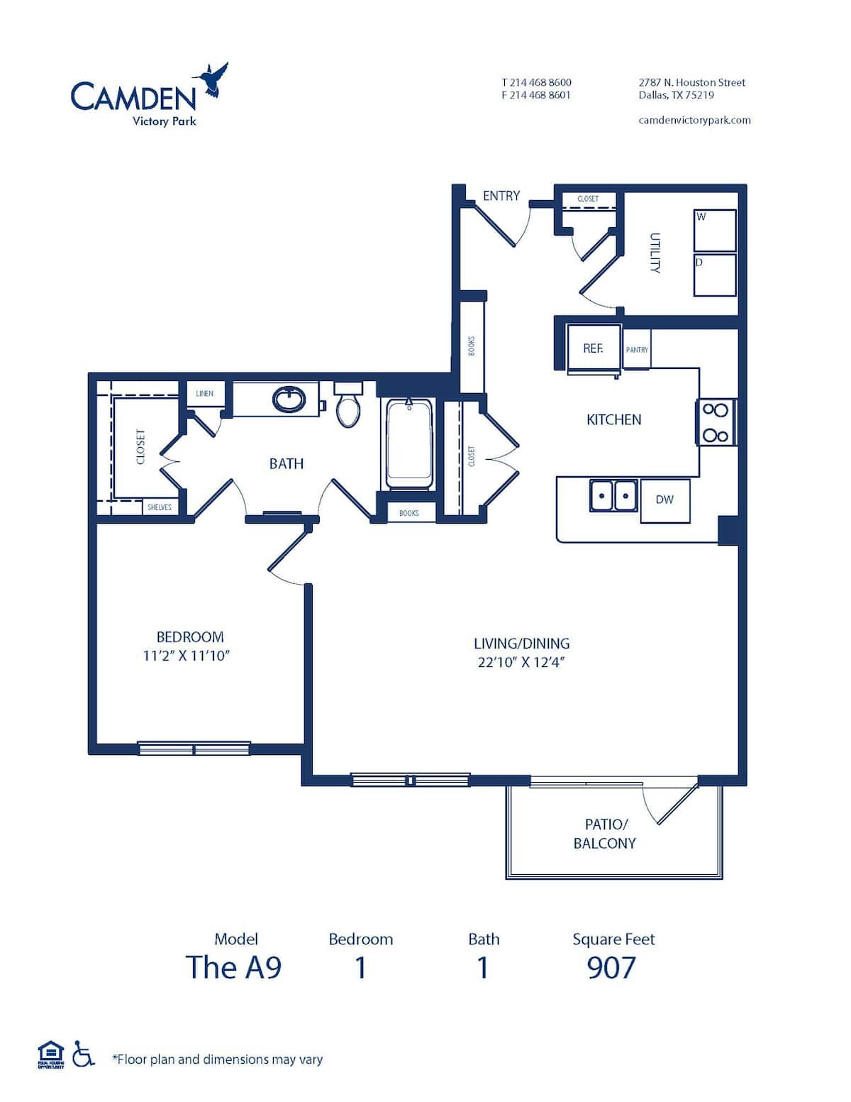 Floorplan diagram for A9, showing 1 bedroom