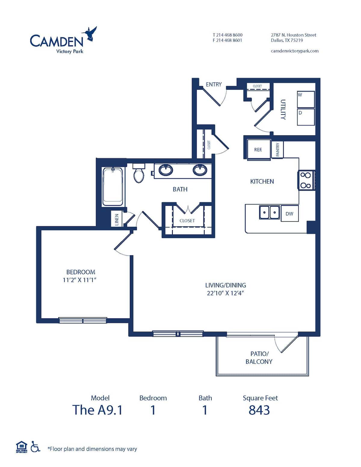 Floorplan diagram for A9.1, showing 1 bedroom