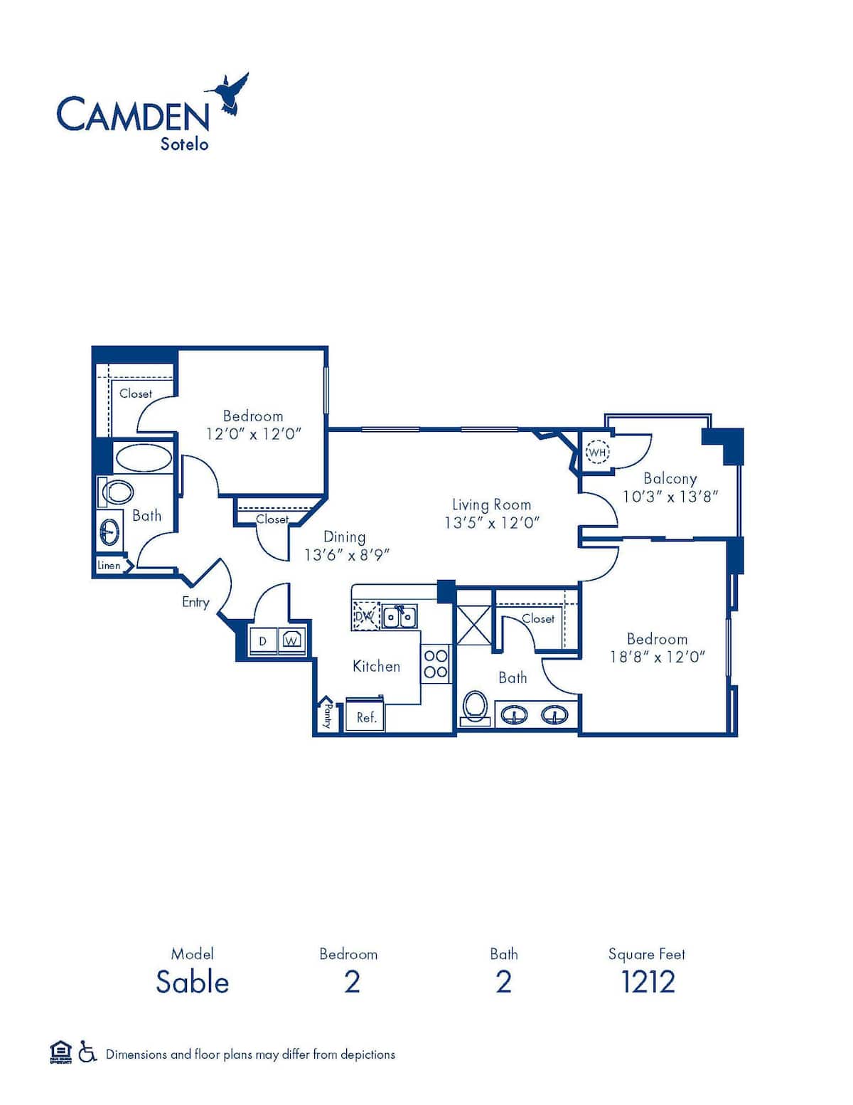 Floorplan diagram for Sable, showing 2 bedroom