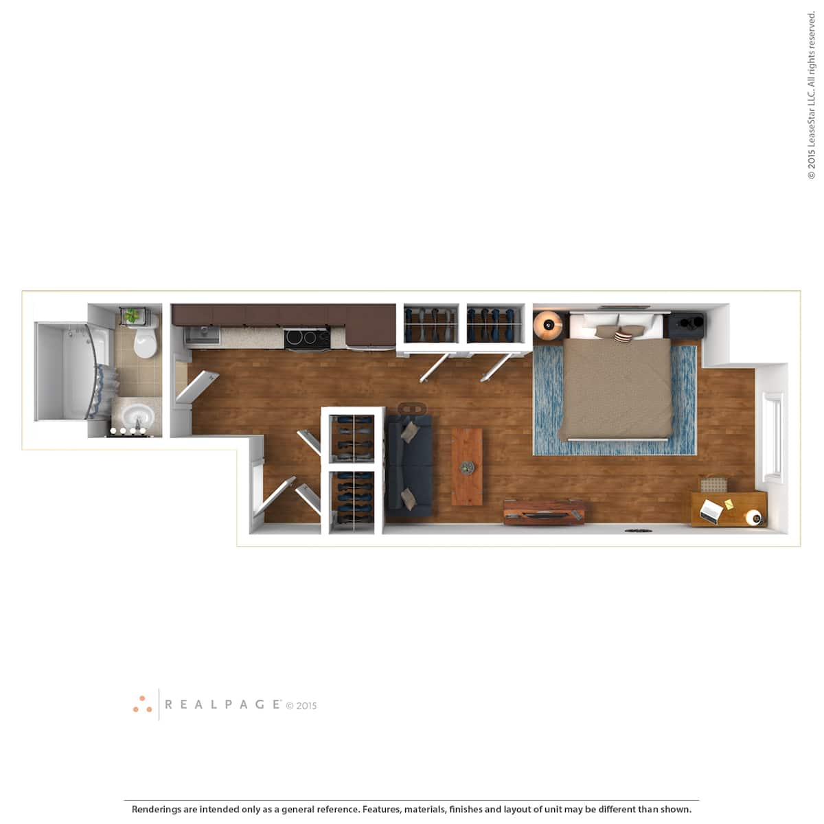 Floorplan diagram for STUDIO, showing Studio
