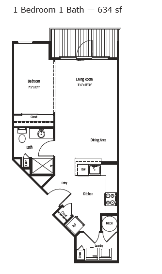 Floorplan diagram for Atchinson, showing Studio