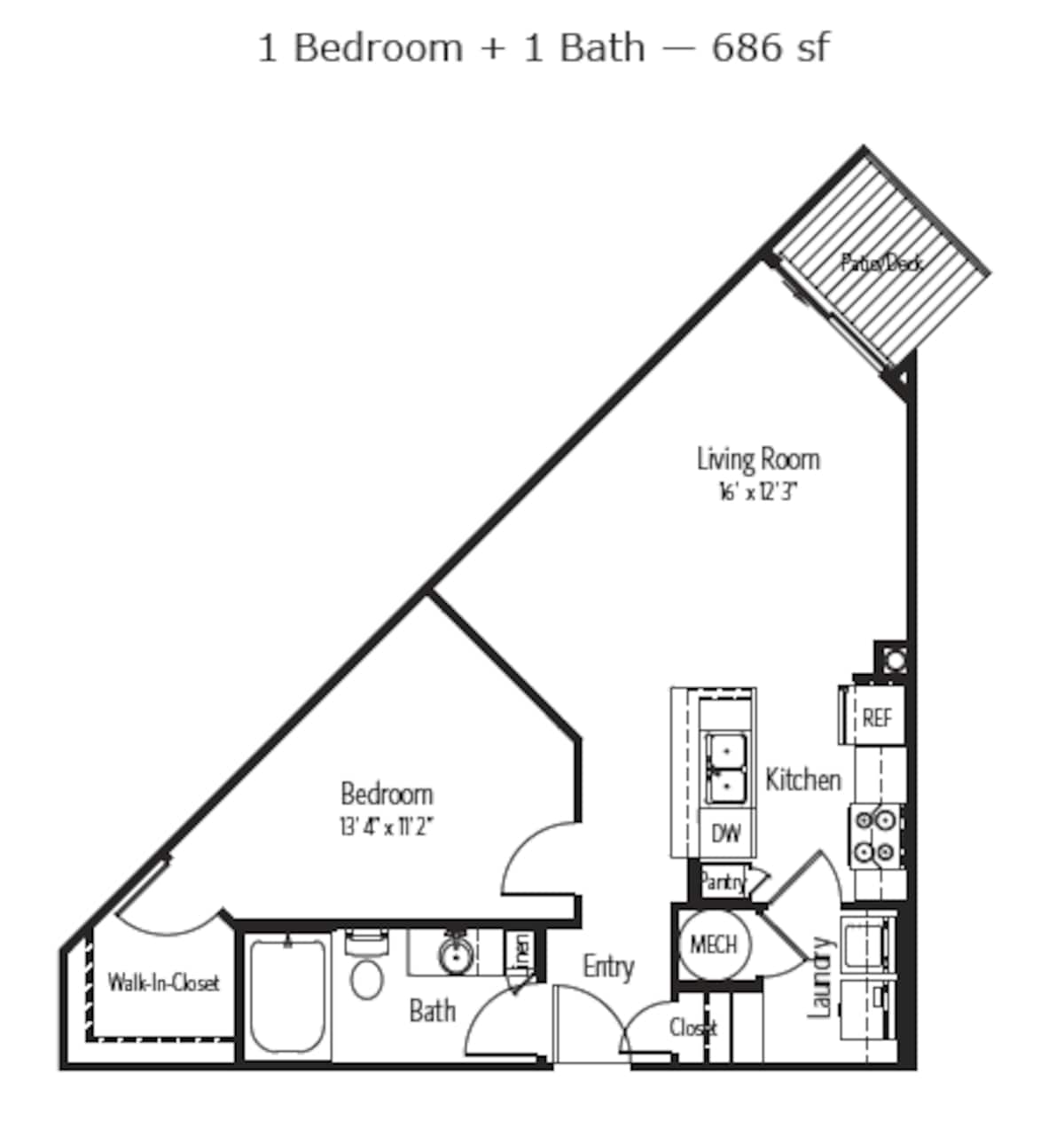 Floorplan diagram for Central Pacific, showing 1 bedroom