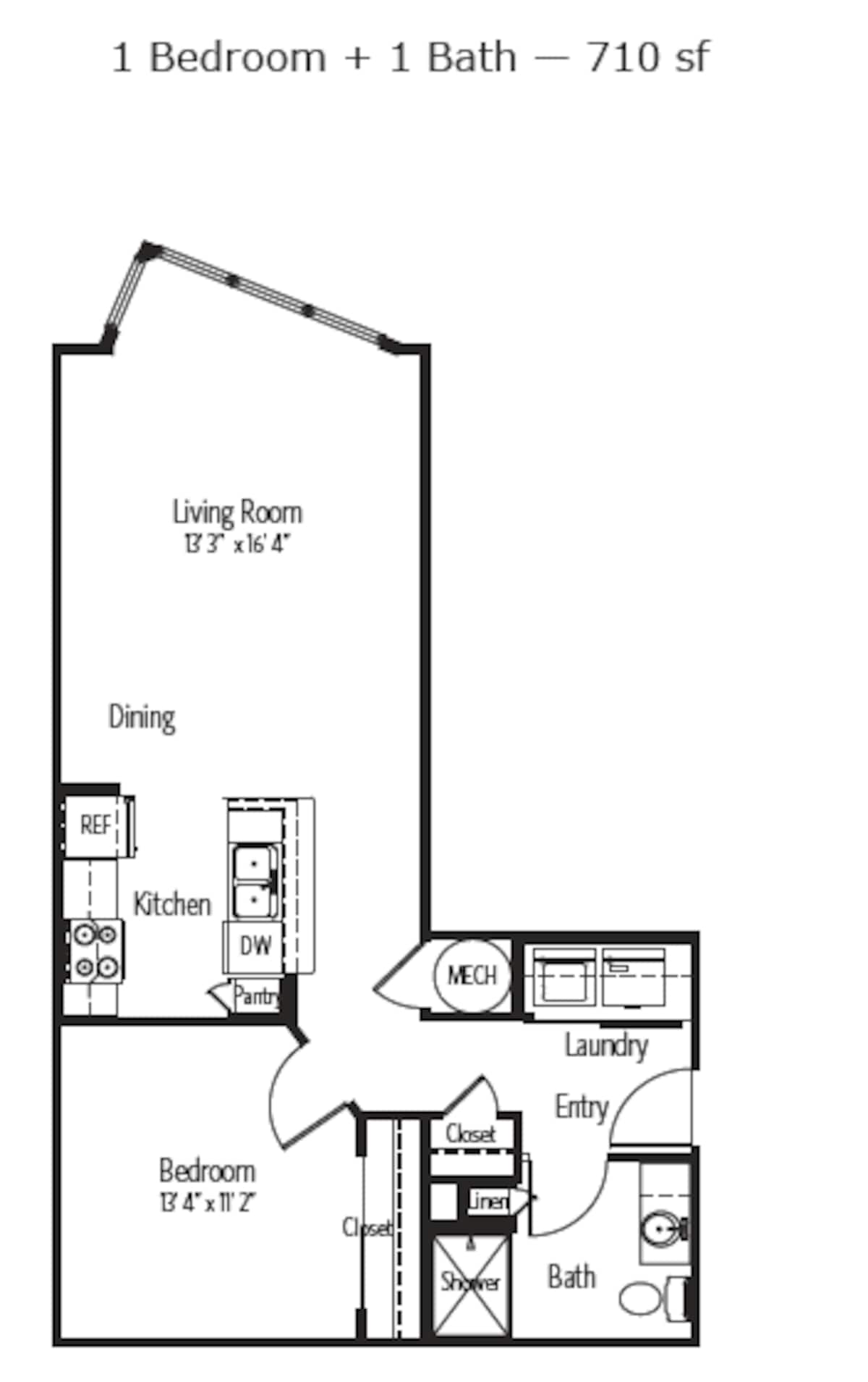 Floorplan diagram for Chicago, showing 1 bedroom