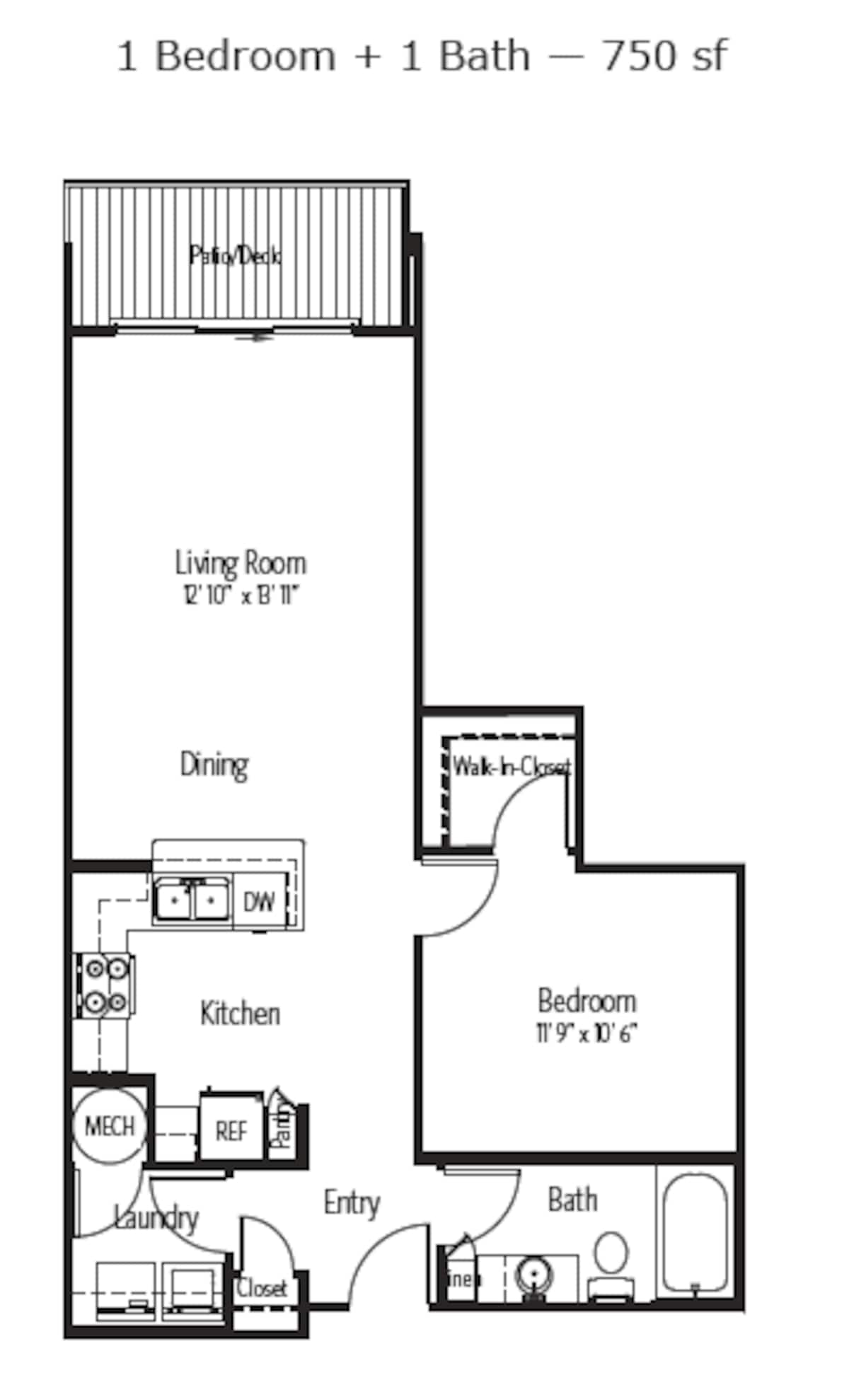 Floorplan diagram for Eastern, showing 1 bedroom