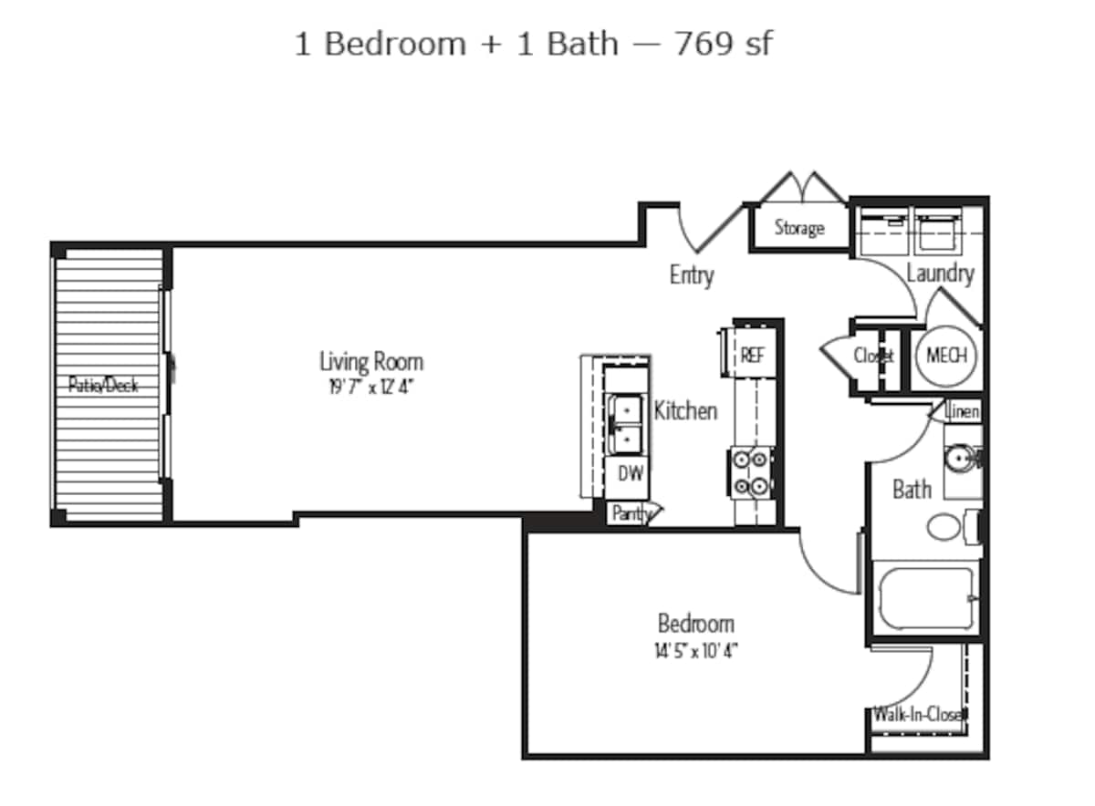 Floorplan diagram for Harrisburg, showing 1 bedroom