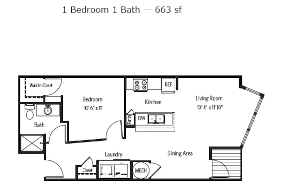 Floorplan diagram for Beltine B, showing 1 bedroom