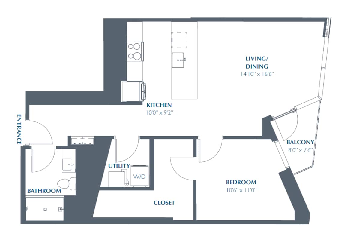 Floorplan diagram for A11, showing 1 bedroom