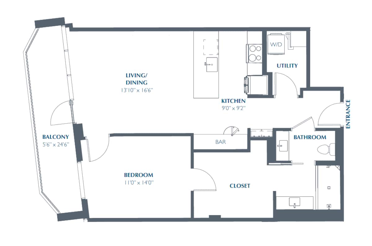 Floorplan diagram for A15, showing 1 bedroom