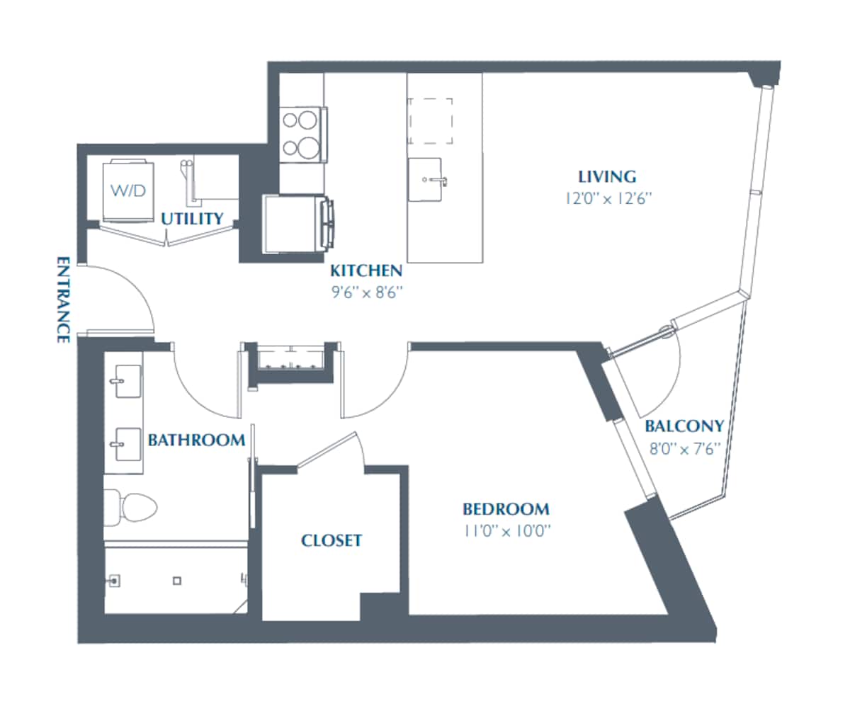 Floorplan diagram for A4, showing 1 bedroom