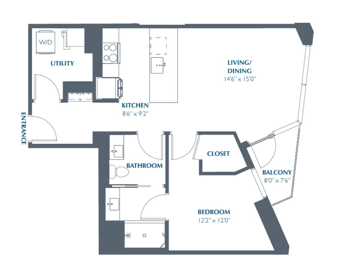 Floorplan diagram for A5, showing 1 bedroom