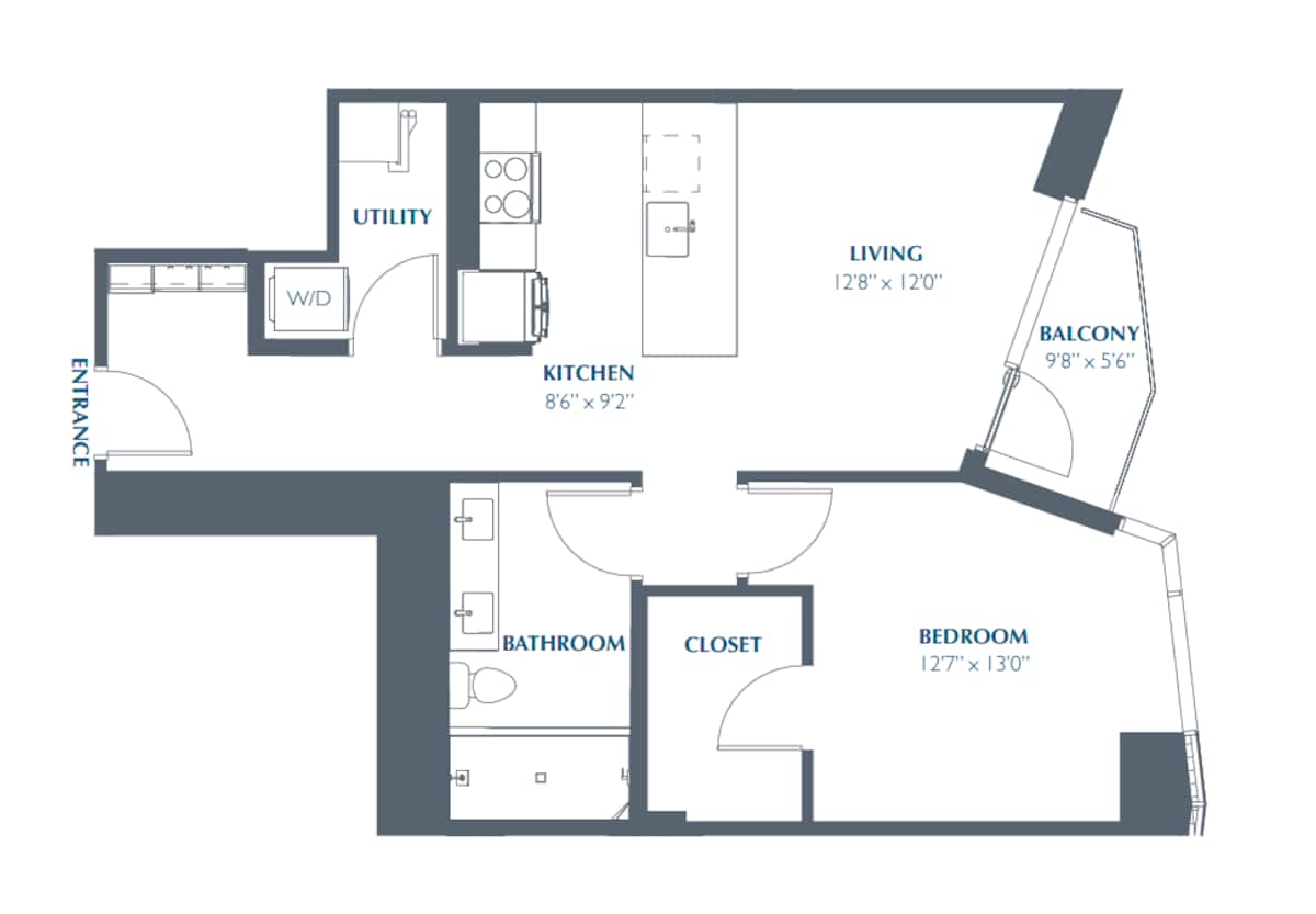 Floorplan diagram for A6, showing 1 bedroom