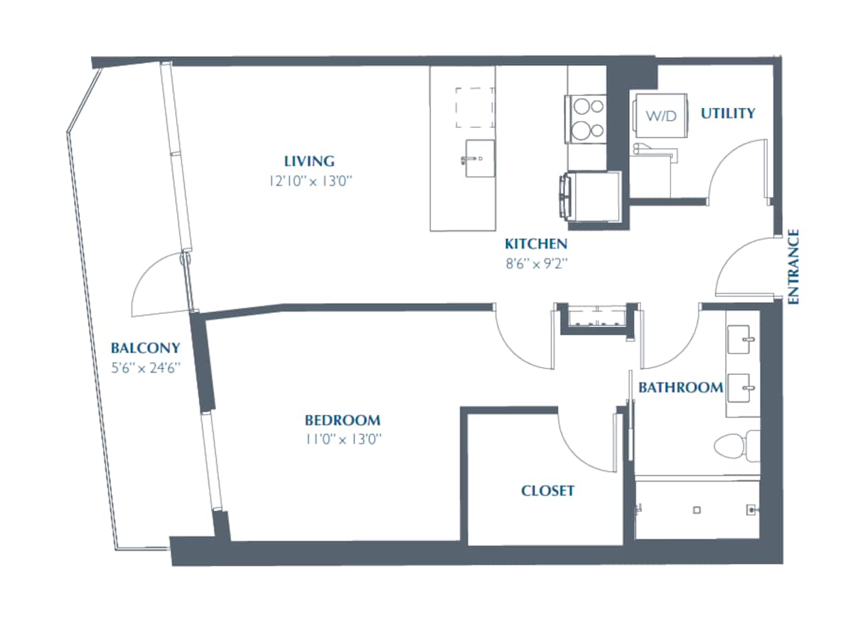 Floorplan diagram for A8, showing 1 bedroom