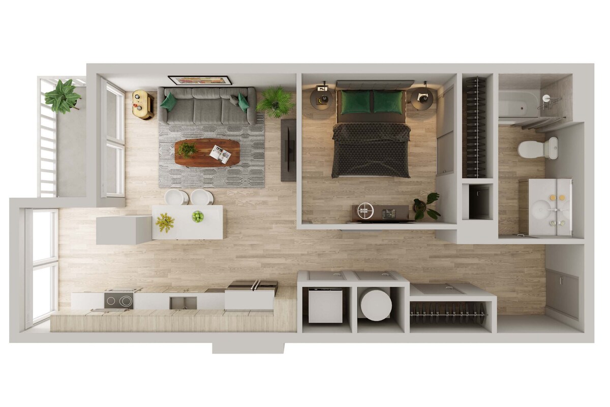 Floorplan diagram for U2, showing 1 bedroom