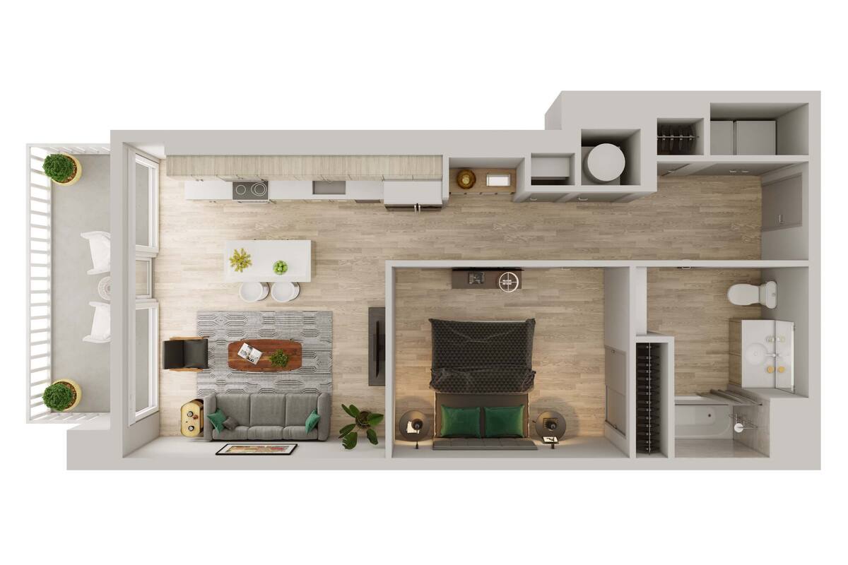 Floorplan diagram for U4, showing 1 bedroom