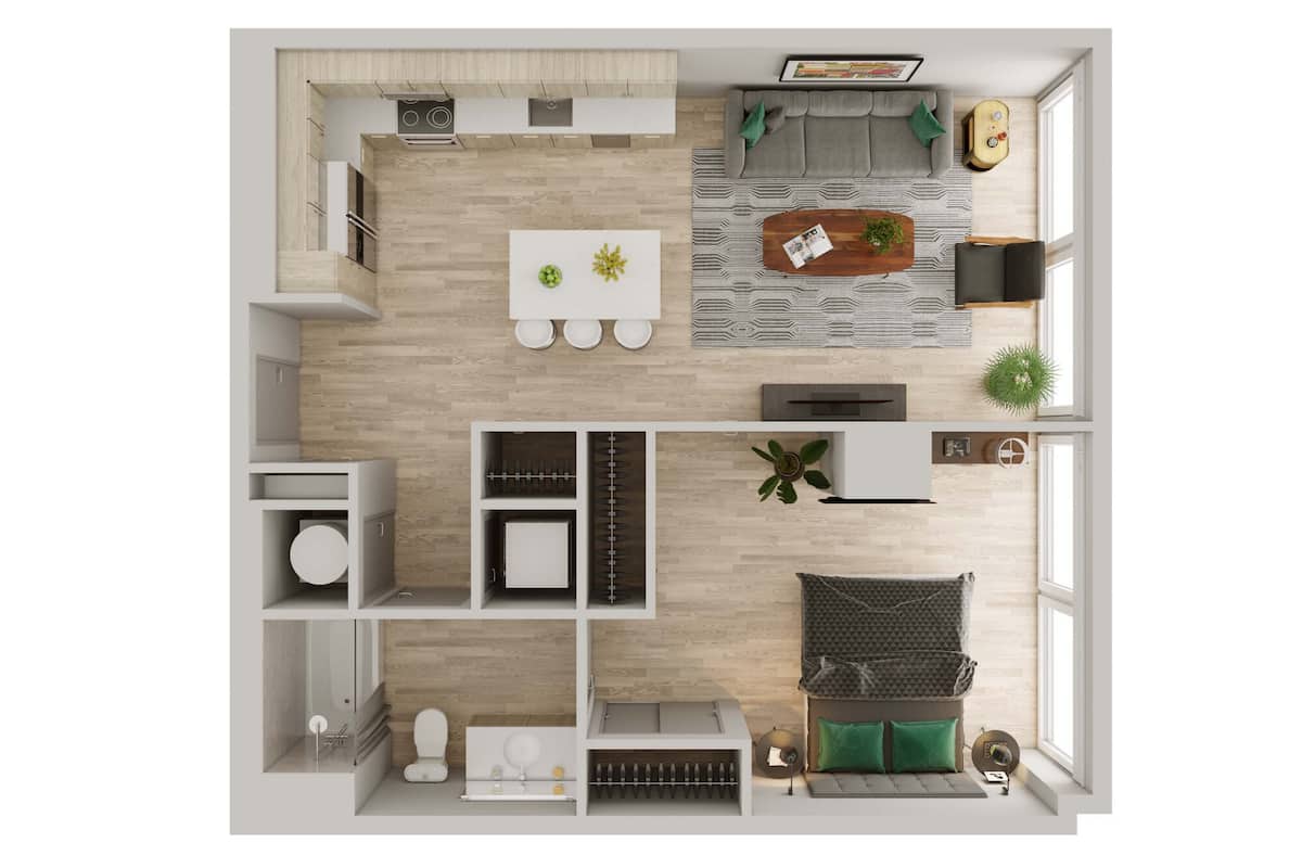 Floorplan diagram for A1, showing 1 bedroom