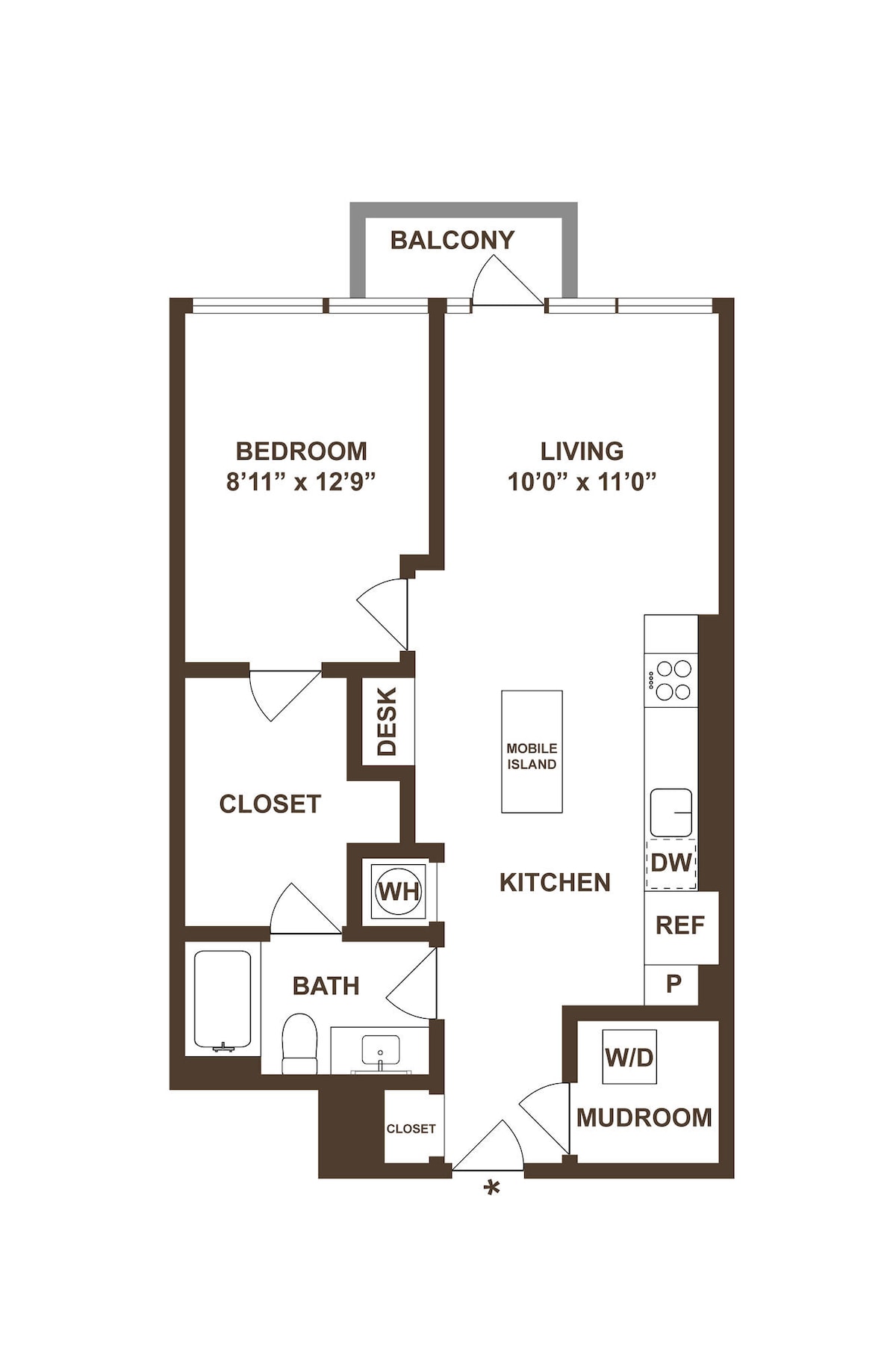 Floorplan diagram for A3, showing 1 bedroom
