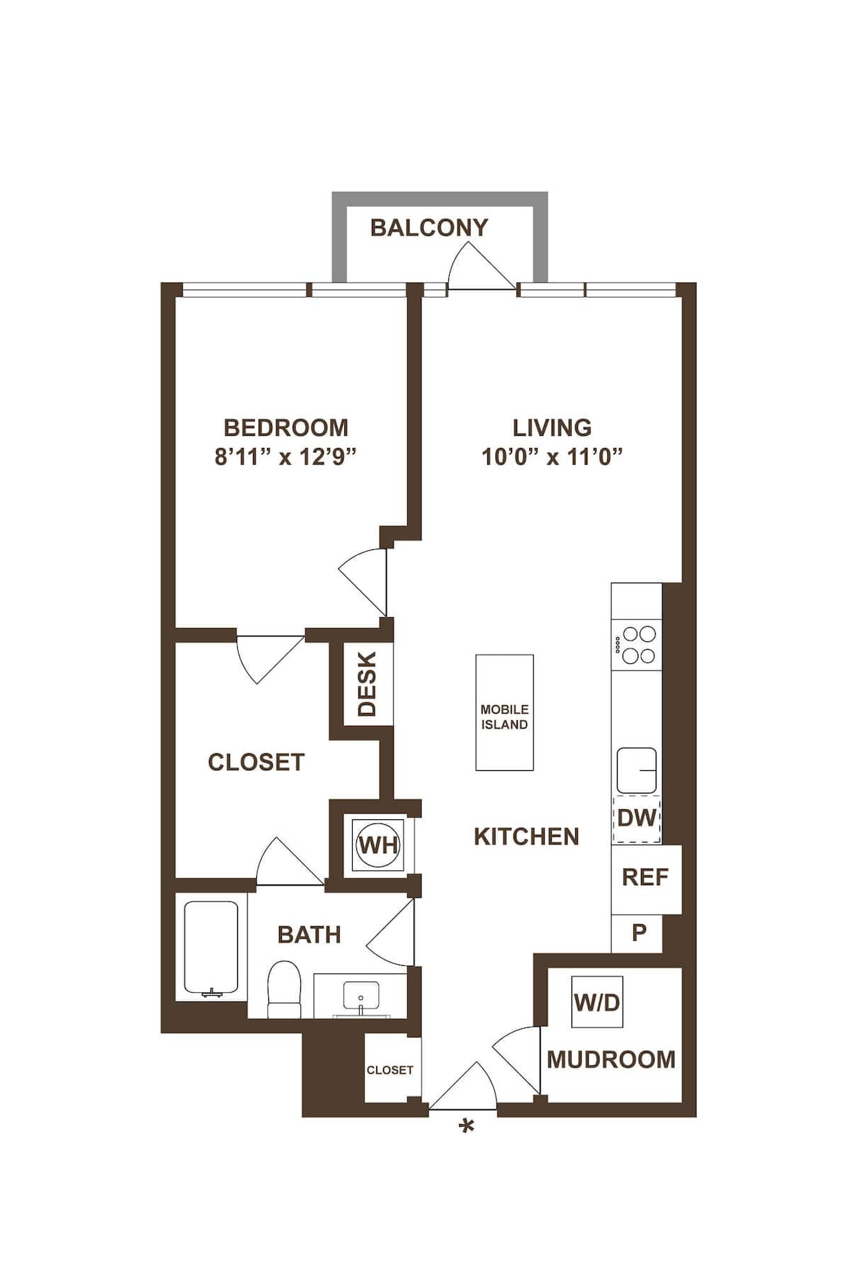 Floorplan diagram for A3, showing 1 bedroom