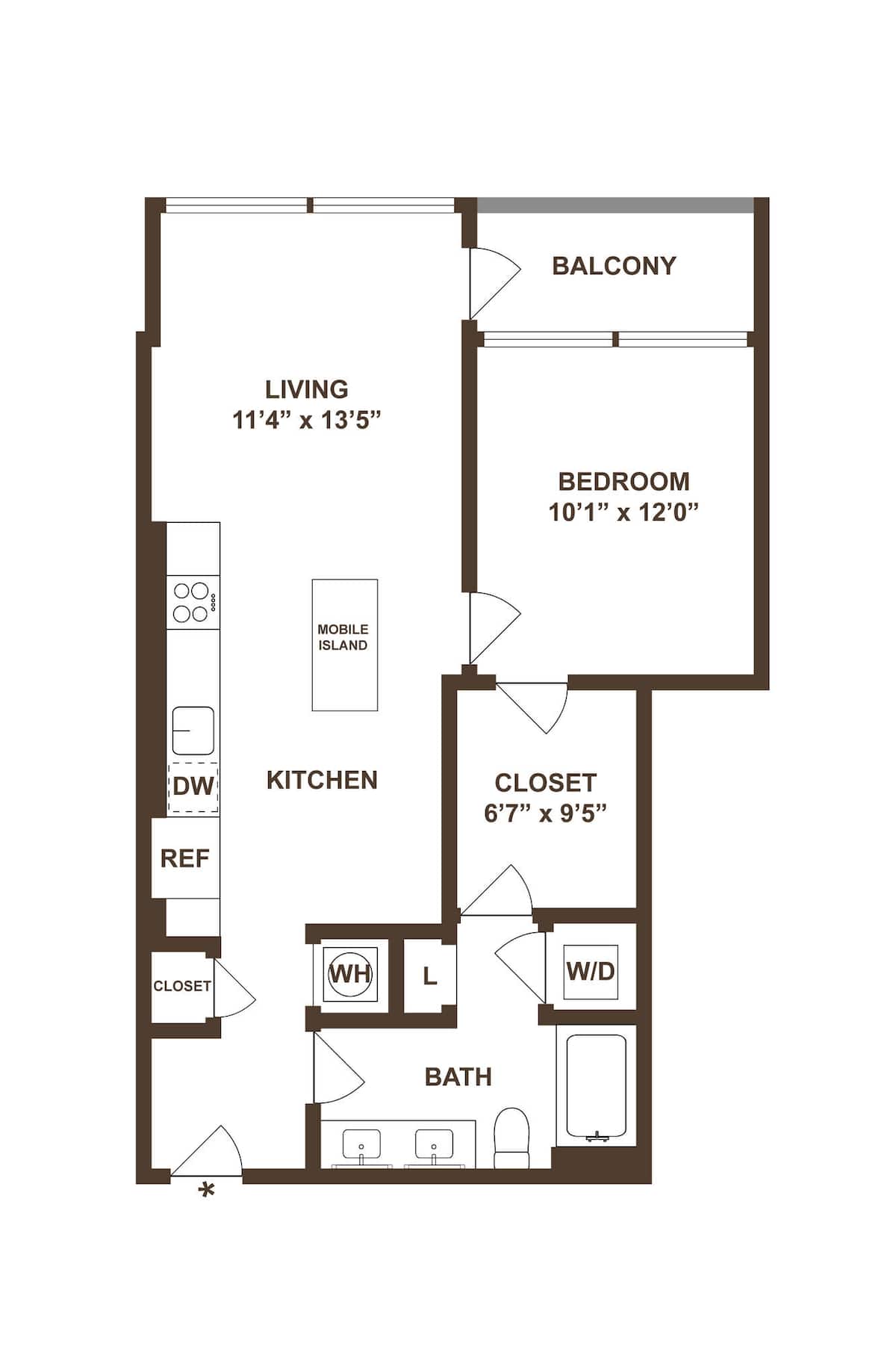 Floorplan diagram for A7, showing 1 bedroom