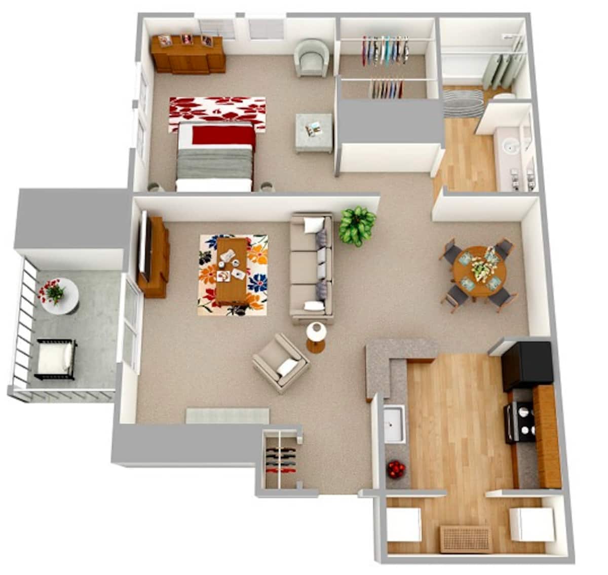 Floorplan diagram for The Phillips, showing 1 bedroom