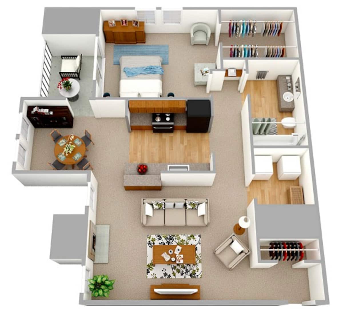 Floorplan diagram for The Fox, showing 1 bedroom