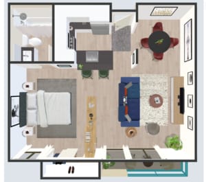 Floorplan diagram for Junior One-Bedroom R, showing Studio