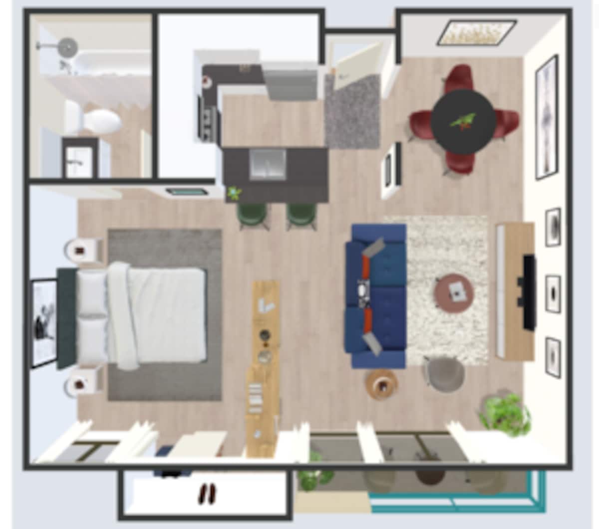 Floorplan diagram for Junior One-Bedroom R, showing Studio