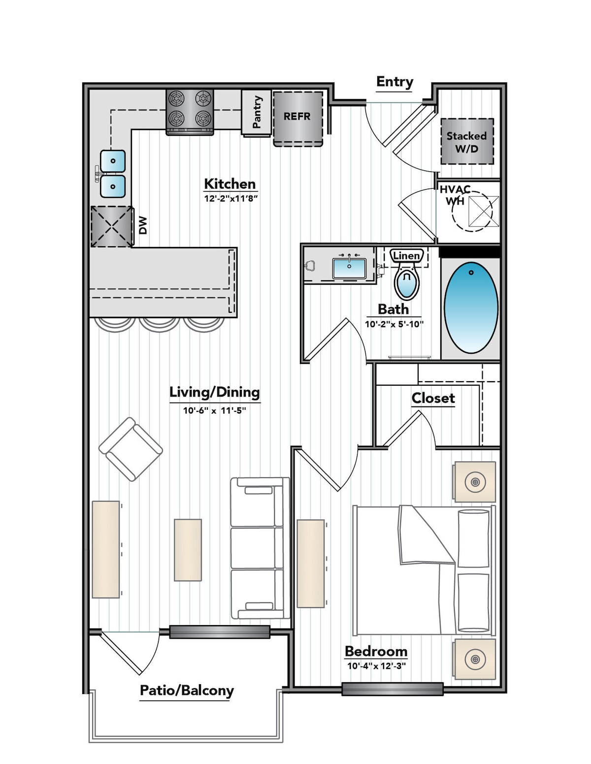Floorplan diagram for A1, showing 1 bedroom
